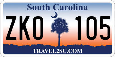 SC license plate ZKO105