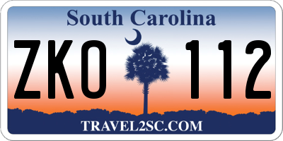 SC license plate ZKO112