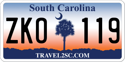 SC license plate ZKO119