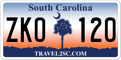 SC license plate ZKO120