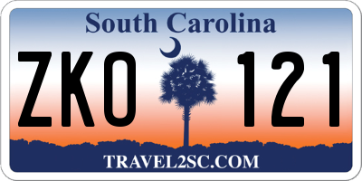 SC license plate ZKO121