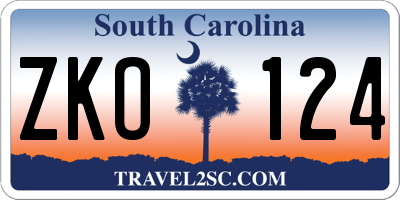 SC license plate ZKO124