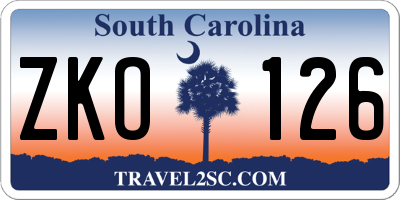 SC license plate ZKO126