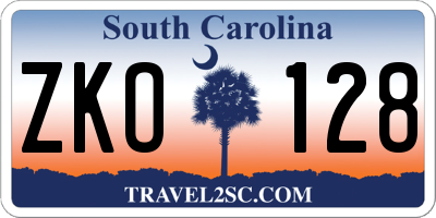 SC license plate ZKO128