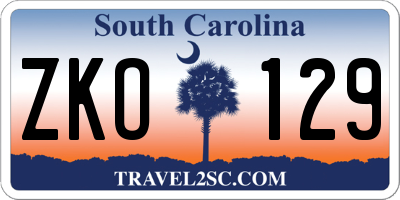 SC license plate ZKO129