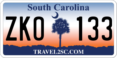 SC license plate ZKO133
