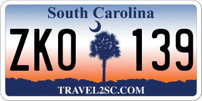 SC license plate ZKO139