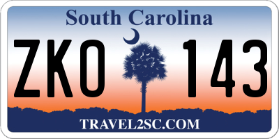 SC license plate ZKO143