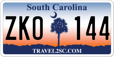 SC license plate ZKO144