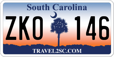 SC license plate ZKO146