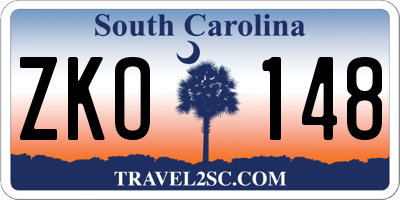 SC license plate ZKO148