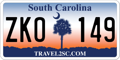 SC license plate ZKO149