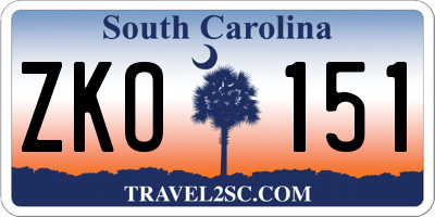 SC license plate ZKO151