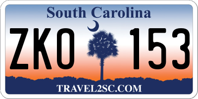 SC license plate ZKO153