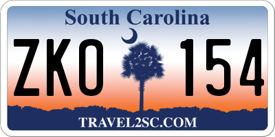 SC license plate ZKO154