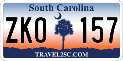 SC license plate ZKO157