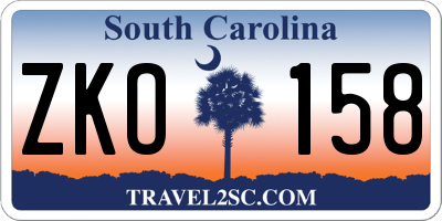 SC license plate ZKO158