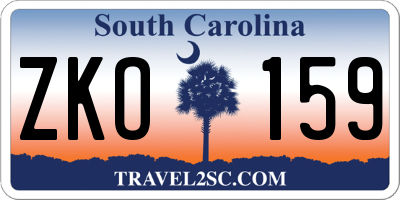 SC license plate ZKO159