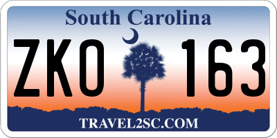 SC license plate ZKO163