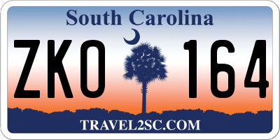 SC license plate ZKO164