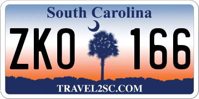 SC license plate ZKO166