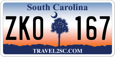 SC license plate ZKO167