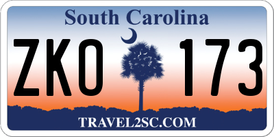 SC license plate ZKO173