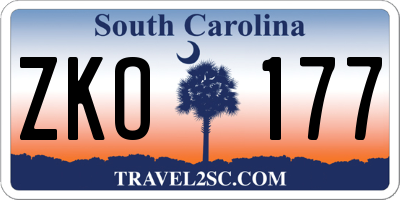 SC license plate ZKO177