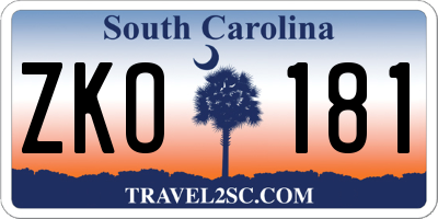 SC license plate ZKO181