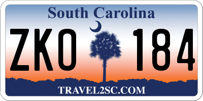SC license plate ZKO184
