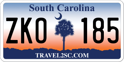 SC license plate ZKO185