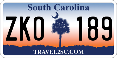 SC license plate ZKO189