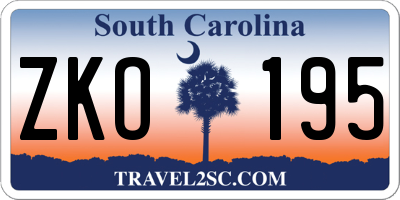 SC license plate ZKO195