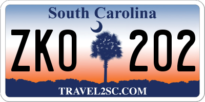 SC license plate ZKO202