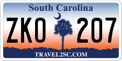 SC license plate ZKO207