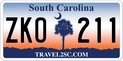 SC license plate ZKO211