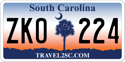 SC license plate ZKO224