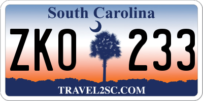 SC license plate ZKO233
