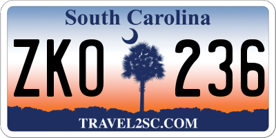 SC license plate ZKO236