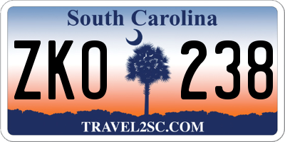 SC license plate ZKO238