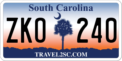 SC license plate ZKO240