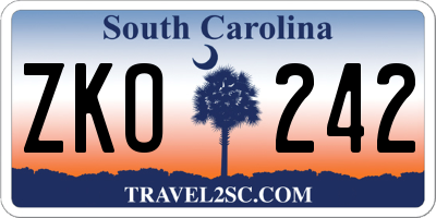 SC license plate ZKO242