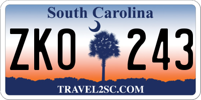 SC license plate ZKO243