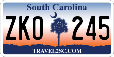 SC license plate ZKO245