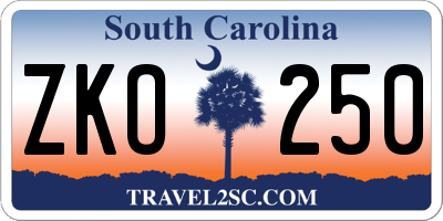 SC license plate ZKO250