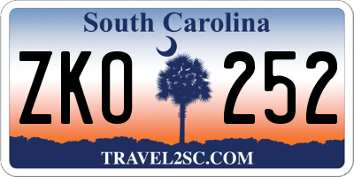 SC license plate ZKO252