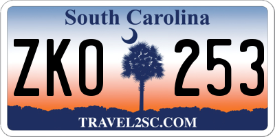 SC license plate ZKO253