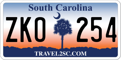 SC license plate ZKO254