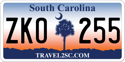 SC license plate ZKO255