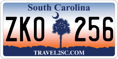 SC license plate ZKO256
